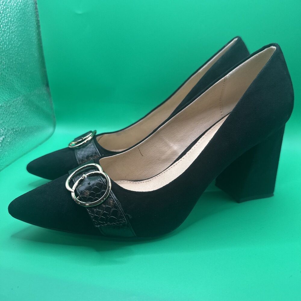 Michael By Michael Shannon Women's Izabella Block Heels Dress Shoe 8.5 Black